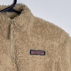 Vineyard Vines Girls Tween XL (16) Sherpa Fleece Quarter Zip Pullover Tan Jacket